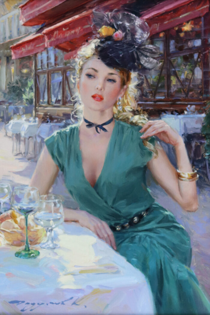 Elegant Lady At A Parisian Café Thomas Fine Art